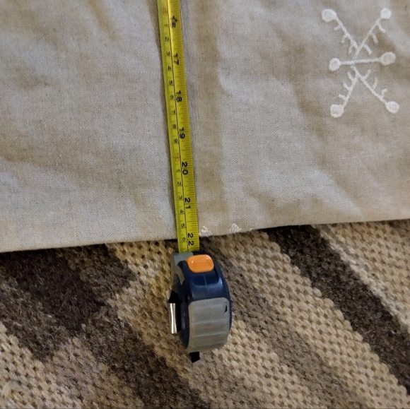 MCGEE & CO Designer Linen Embroidered Pillow Case Cover AZTEC Beige 22 X 22 - Picture 4 of 5